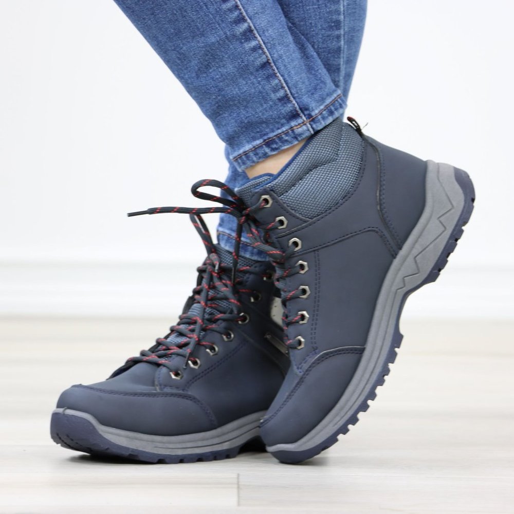 Woman's Hiking Active Waterproof High Top Comfort Sneakers Shoes, Navy - Picture 9 of 13